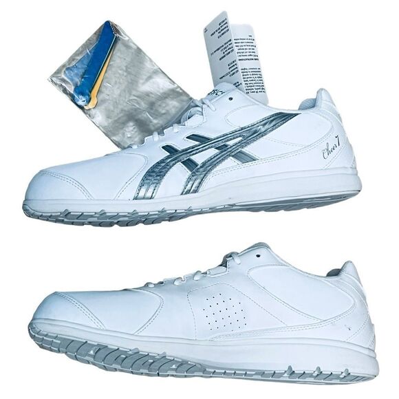 NEW Asics Women’s Cheer 7 Sport Lace Up Tennis Shoes White Silver - Picture 6 of 10